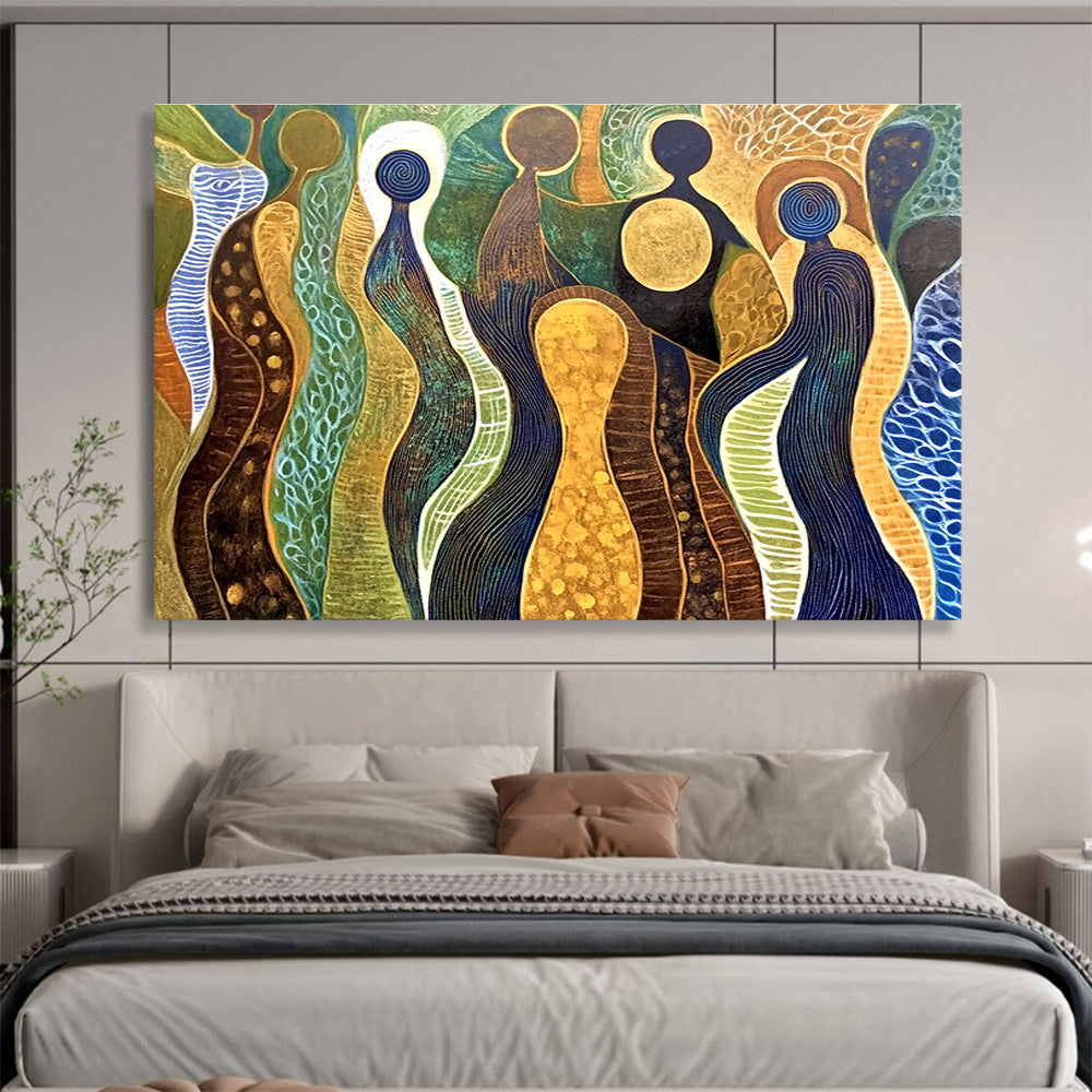 Abstract Human - Shaped Forms Painting with Cultural Symbolism ABS578